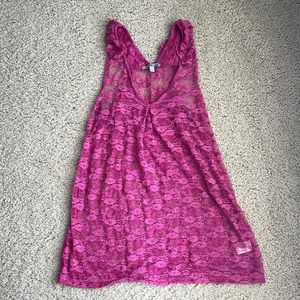 Charlotte Russe Pink Lace Racerback Tank